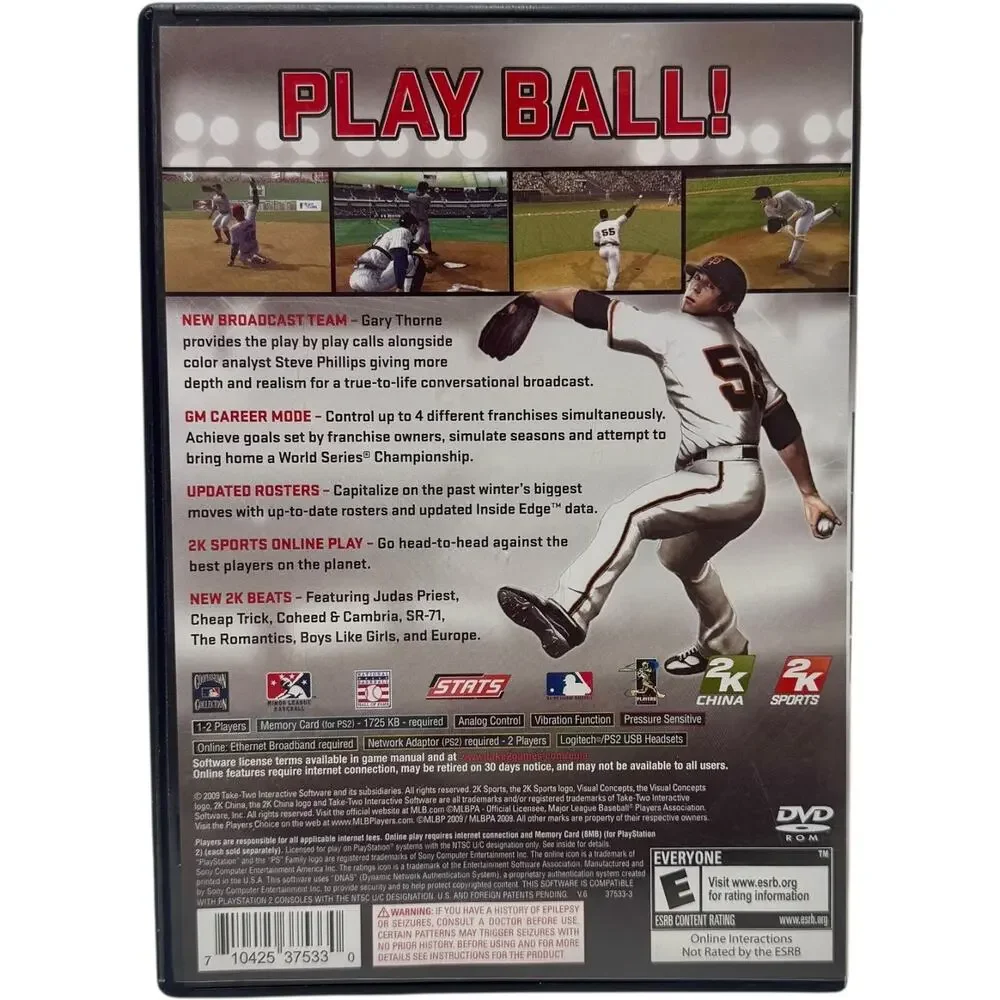 Major League Baseball 2K9 with Manual Sony PlayStation2 PS2